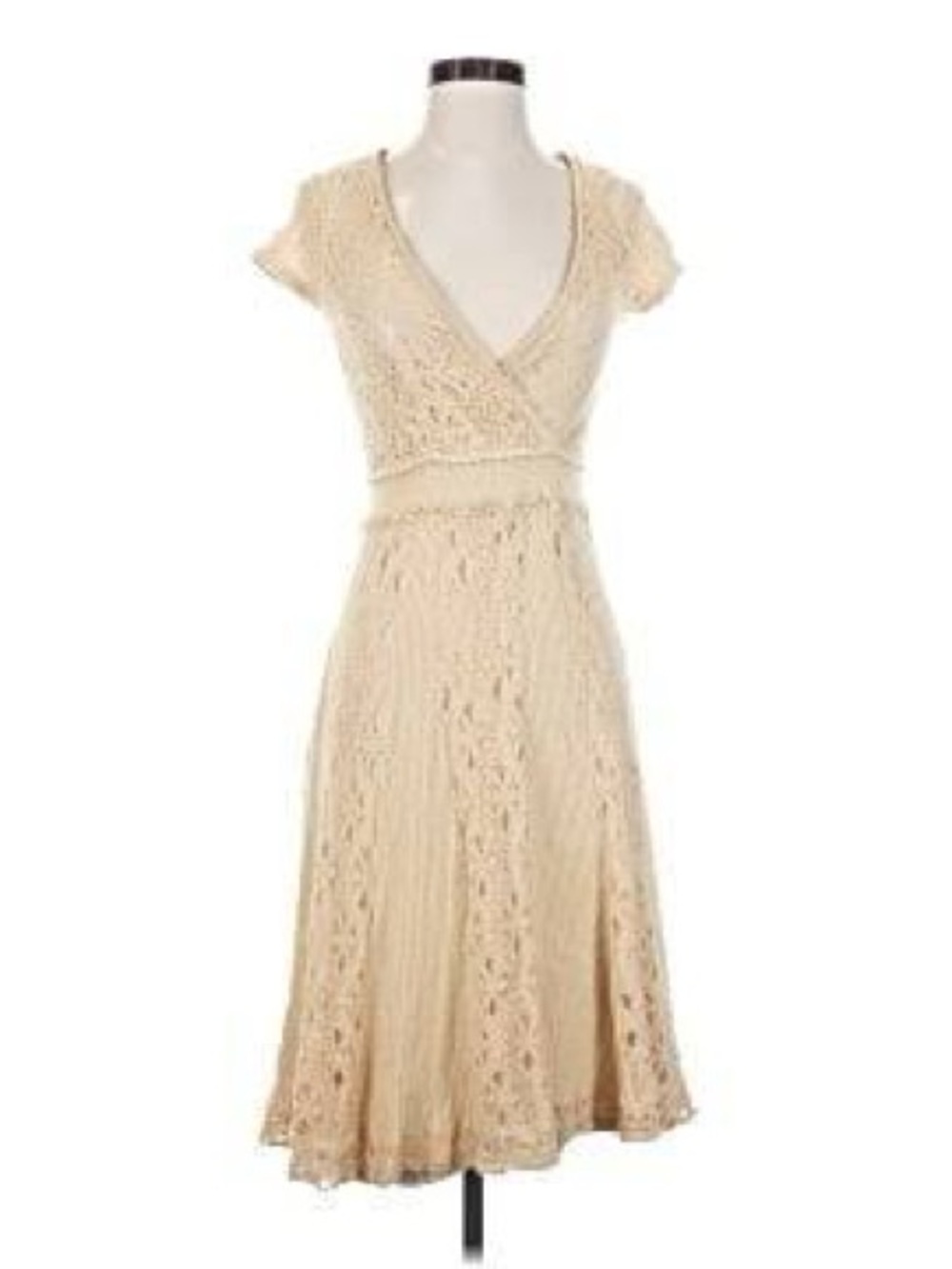 Moth Cream Lace Wrap Midi Dress